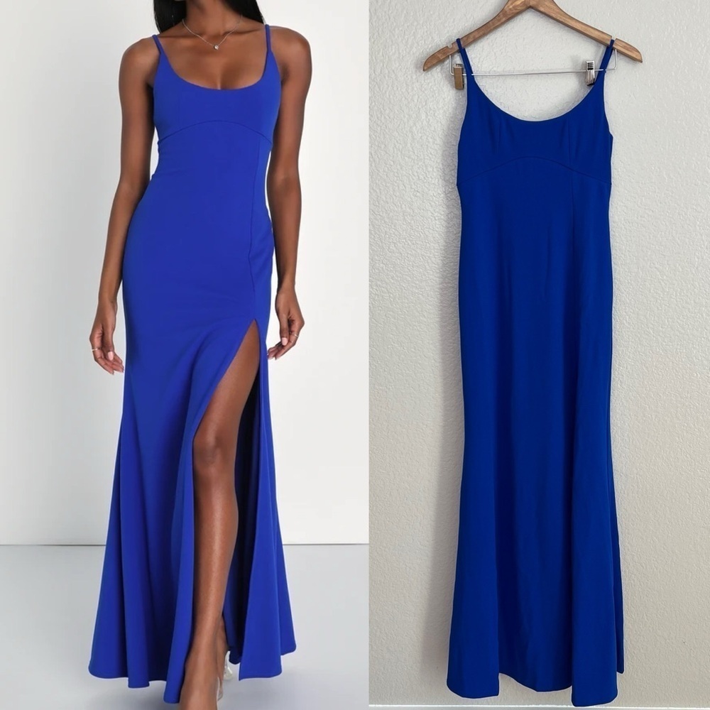 NWOT Modern Sensation Royal Blue Scoop Neck Mermaid Maxi Dress
